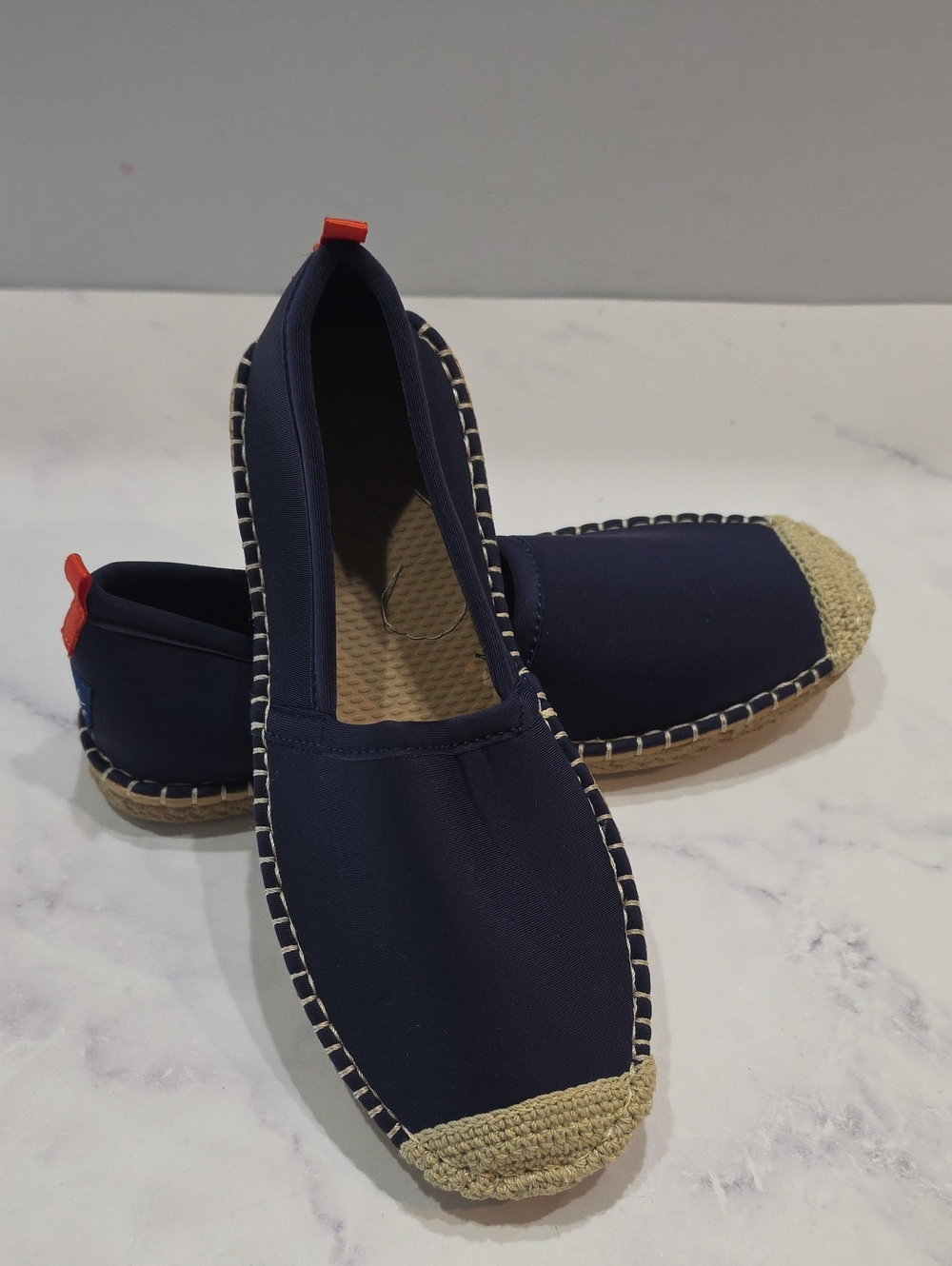 Sea Star Beachwear  Navy Espadrille Slip-Ons with Natural Toe
